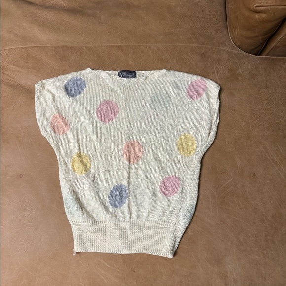 Stirling Cooper Sweaters - Vintage 80s Stirling Cooper Polka Dot Short Sleeve Sweater Women’s Size 6/7